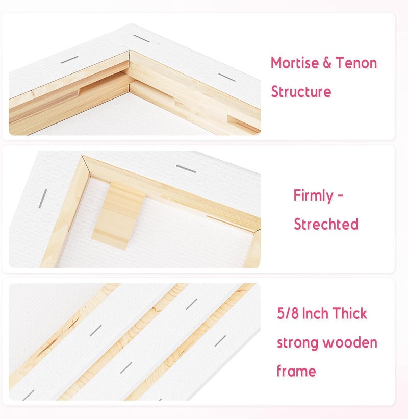 HANSILK Art Supplies Stretched Canvas for Painting 4×12 Inch，3 Pack Primed Acid Free Cotton Canvases Thickened Blank Canvas Panels for Painting, Acrylic Pouring, Oil Paint - Image 4